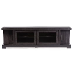 Baxton Studio Viveka 70-Inch Dark Brown Wood TV Cabinet with 2 Glass Doors and 2 Doors